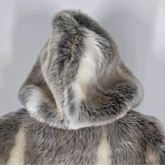 Y2K Aeropostale Faux Fur Button Down Hooded Coat Jacket - Picture 4 of 9